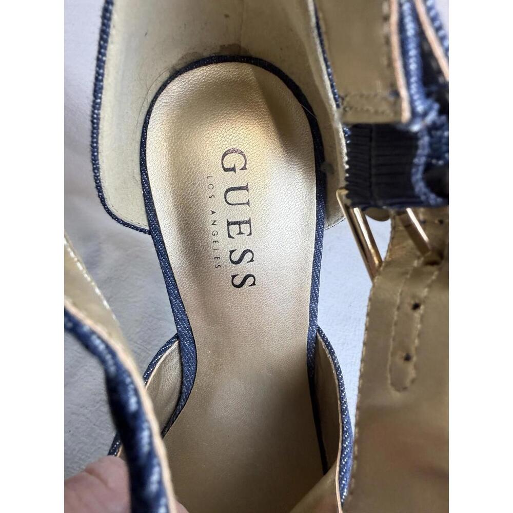 Euro Summer Guess Denim Wedge Shoe Denim Upper Paisley Hippie Festival BOHO - Picture 6 of 9